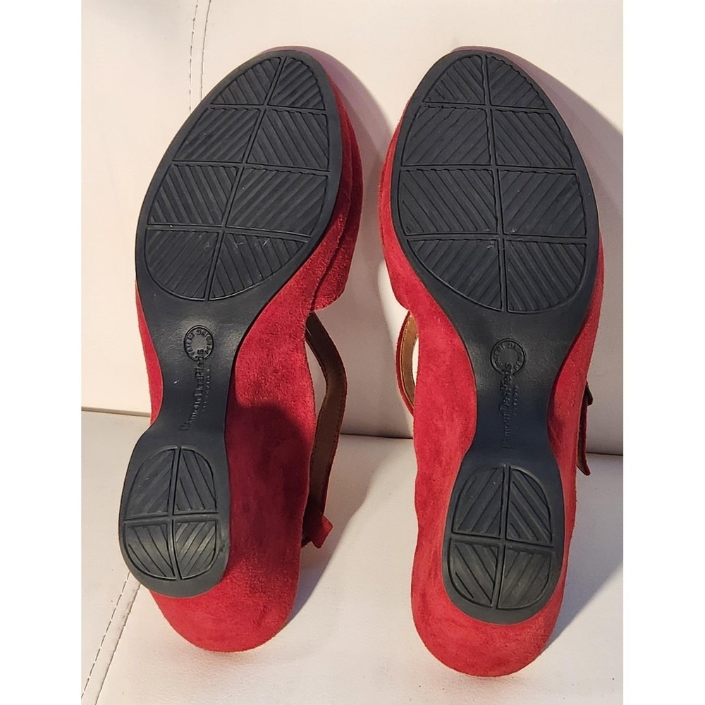 L'Amour Des Pieds Sandals Shoes Womens 8.5 Red Suede Wedge Slingback comfort - Picture 7 of 9